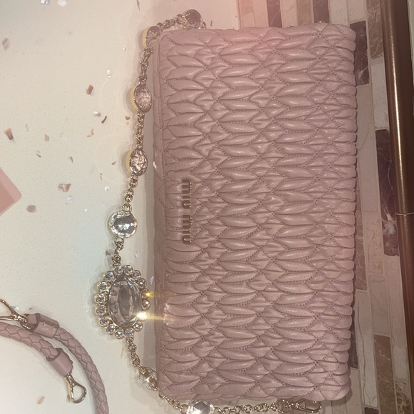 Miu Miu quilted bag Napa crystal clear n cammeo color - Picture 7 of 12
